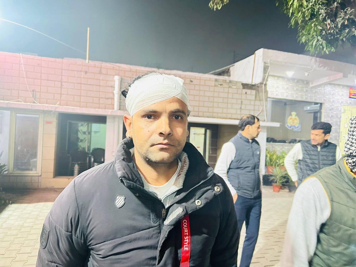 A young man who went to drop off his friend at Meerut South station had his head bashed in.