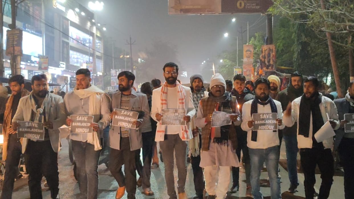 Candlelight march in protest against atrocities against Hindus.