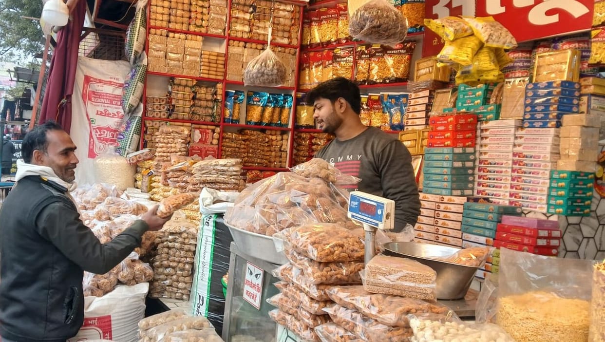 Preparations for Makar Sankranti begin, shops selling lai and chuda are getting decorated.
