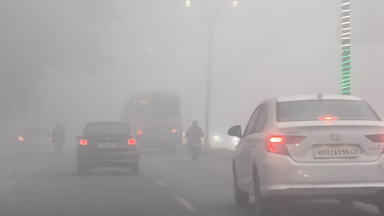 Dense fog caused vehicles to crawl on the roads
