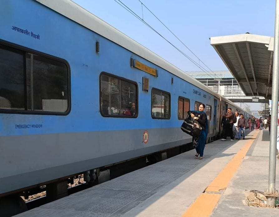 Trains are crowded during the holidays, and seats are fully booked on the Jammu-Katra route.