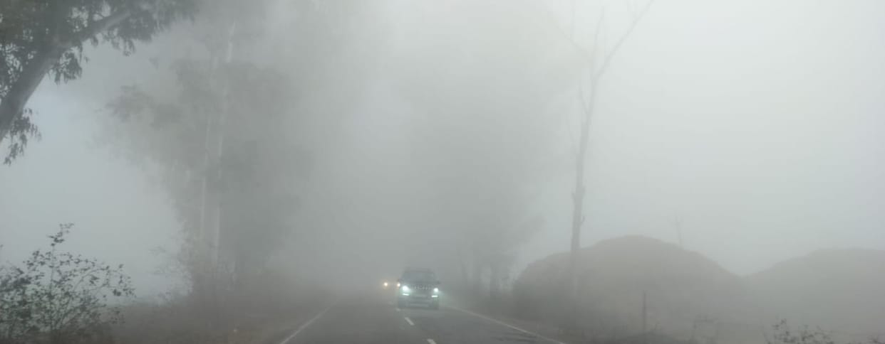 The city is gripped by fog, visibility is reduced to five meters, and vehicle movement has slowed down.