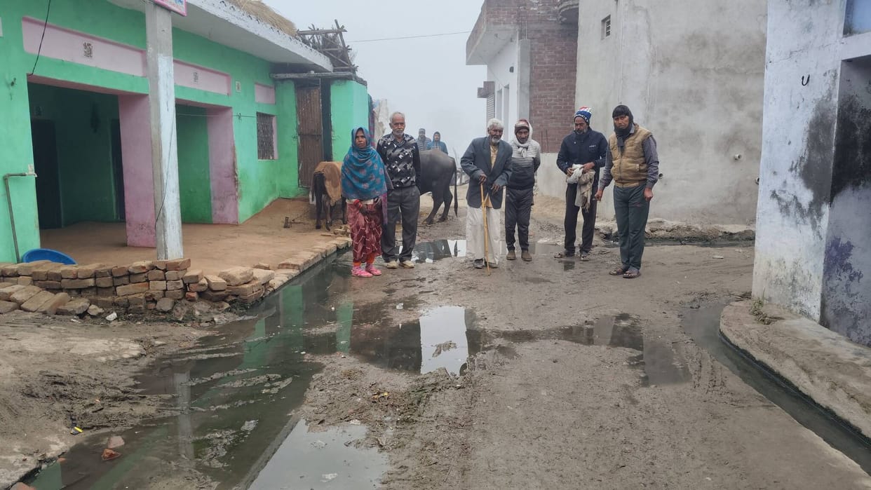 The main road of Pandpur has been filled with water for years.