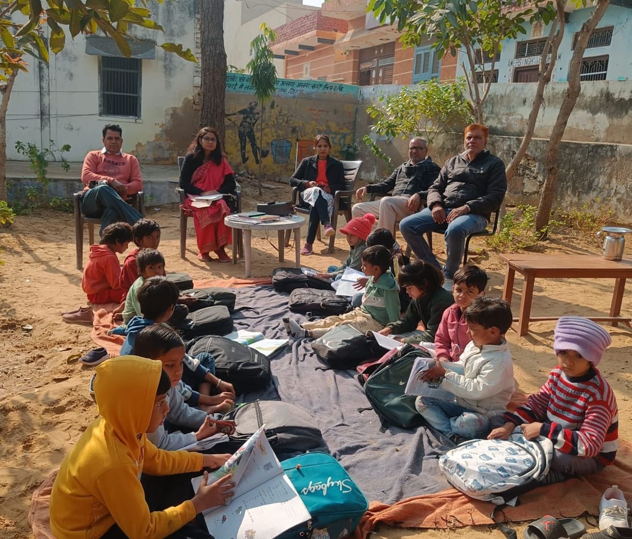 In primary schools, teams tested students' Hindi language skills on the first day.