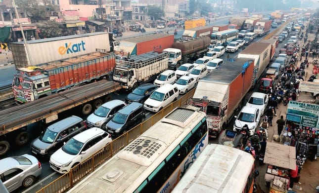 Traffic jams extended from the highways to the side streets, leaving people stranded.