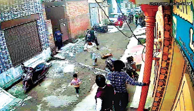 The dog was killed and tied with a rope and dragged on the road.