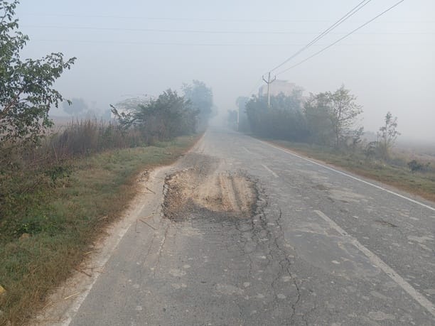 The road built at a cost of Rs 11 crore with warranty has developed potholes four times.
