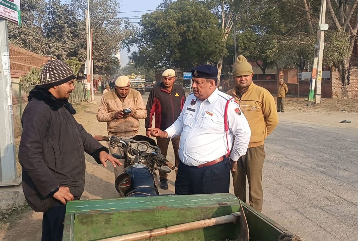 Police crack down on makeshift vehicles, one rickshaw impounded.