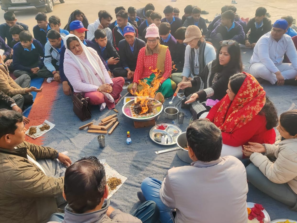 The NSS camp began with a havan (fire ritual).