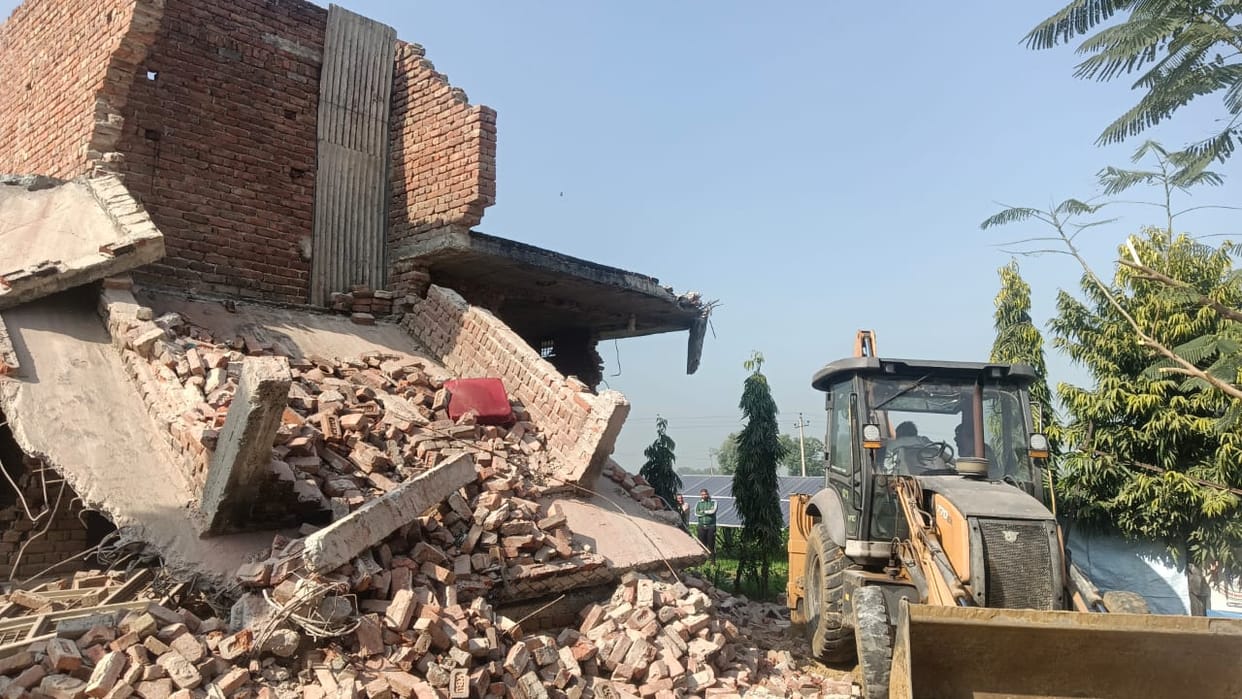 Illegal construction demolished with bulldozer in Bhurathla