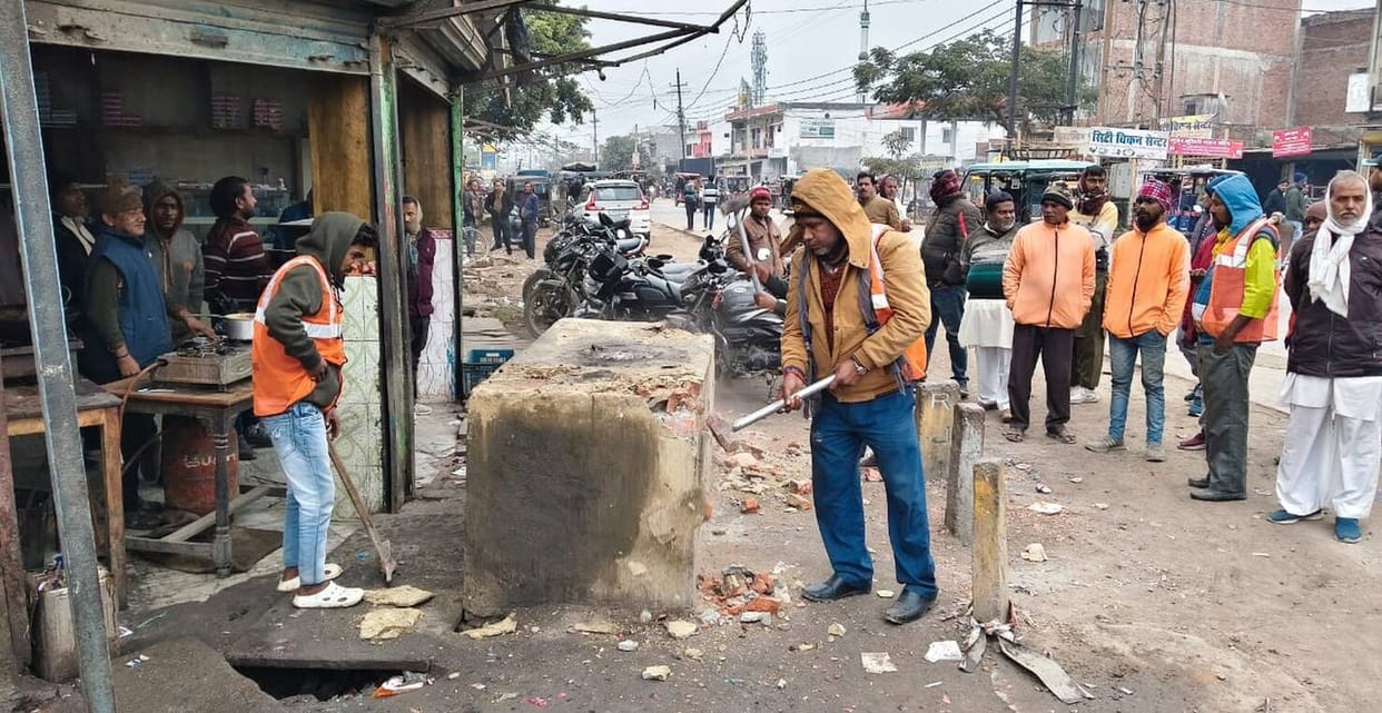 Bulldozer used on balconies and stairs of 150 houses in Tulsipur