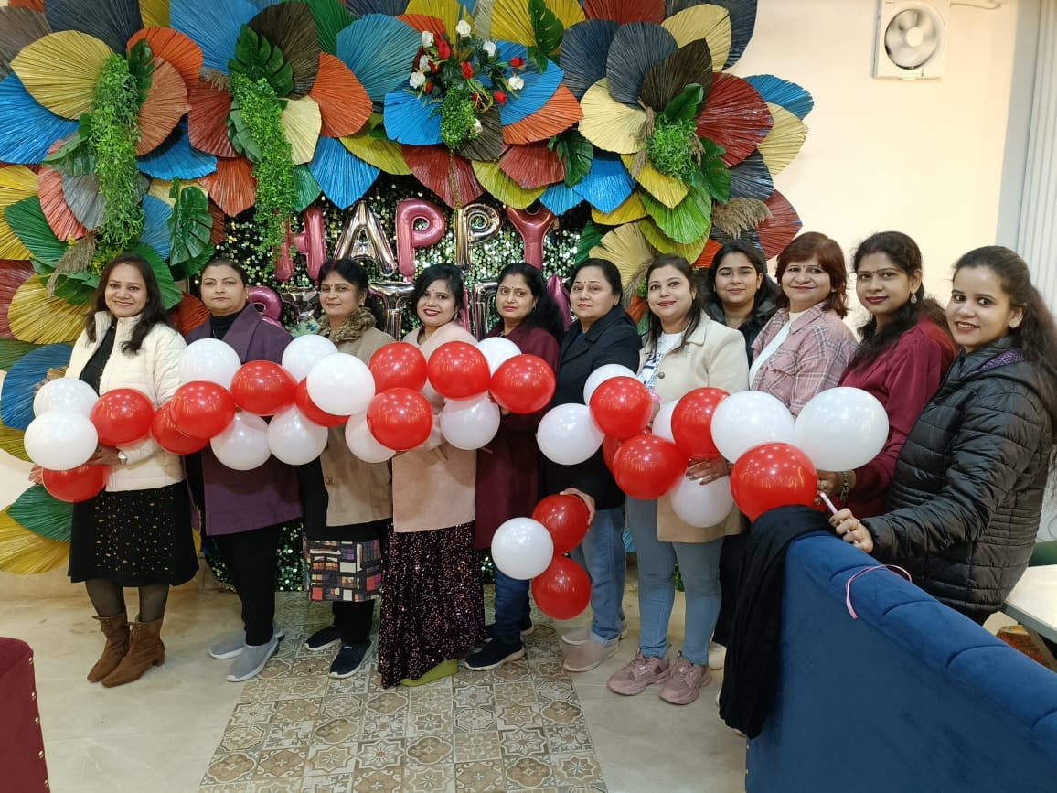 Women started the New Year celebrations with Tulsi puja and friendly get-together.