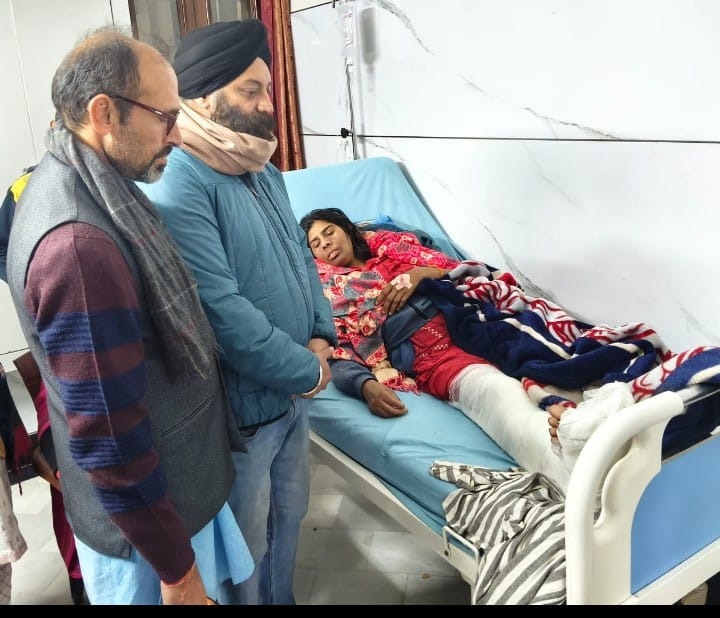 Three women were hit by a car, leaving them with broken limbs.