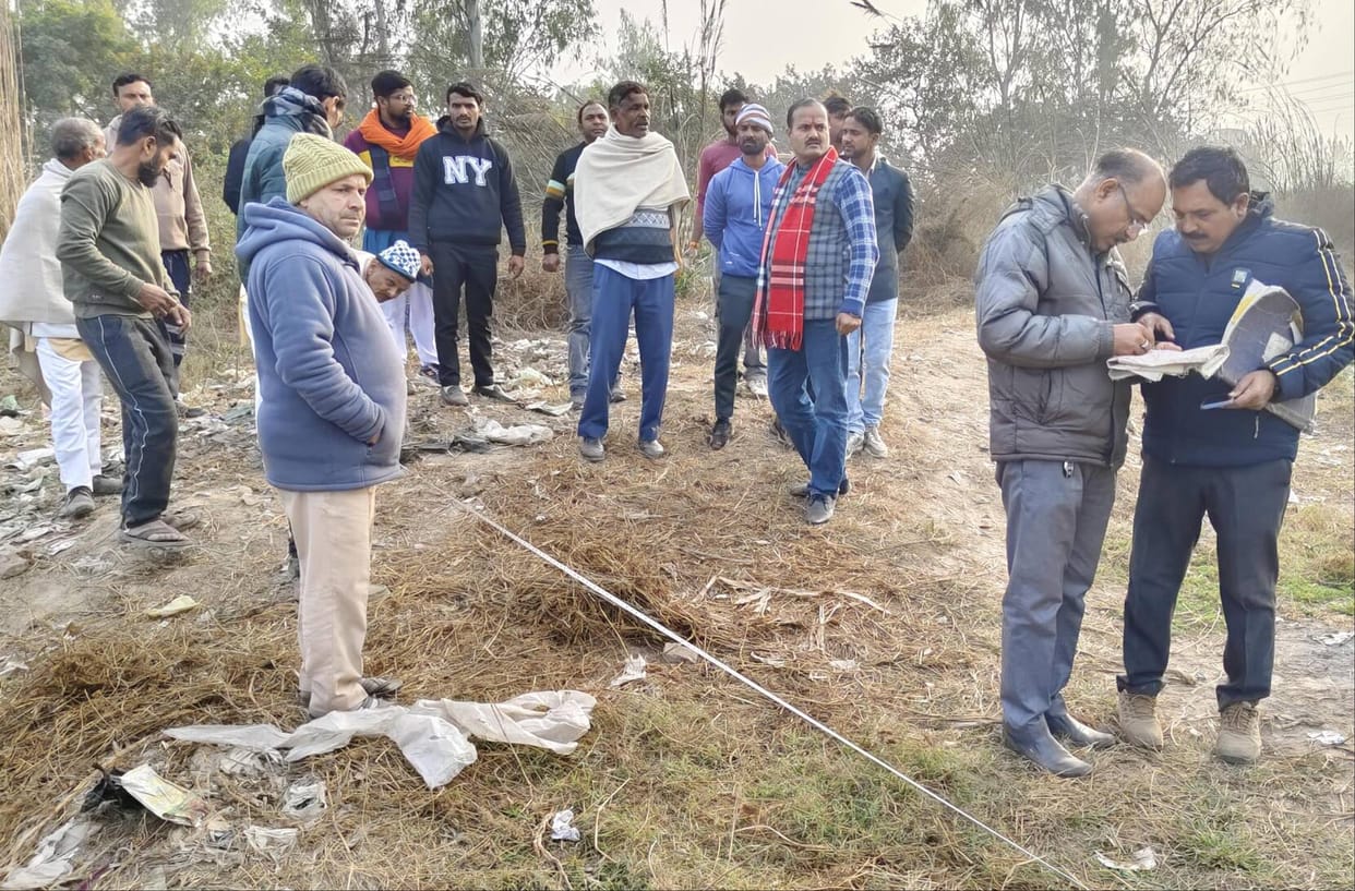 In the case of burying the bodies, the team measured the cemetery land.