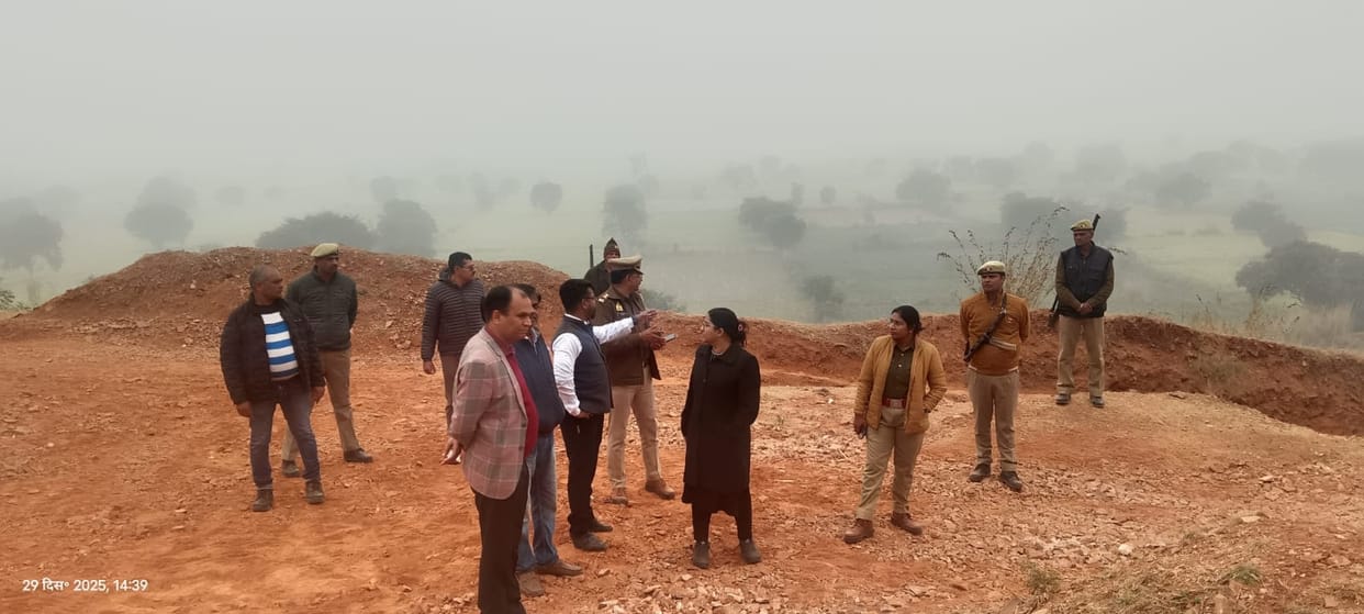 Mining is taking place in Aravalli hills, officials arrived to inspect site