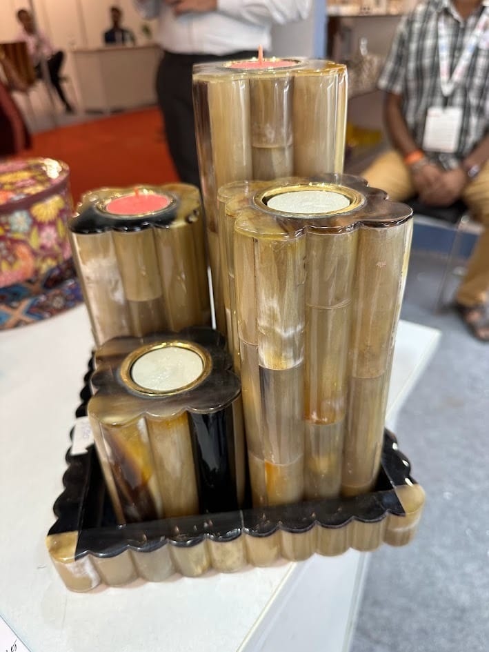 Now instead of horn and bone, Sambhal's skill is being developed on wood.
