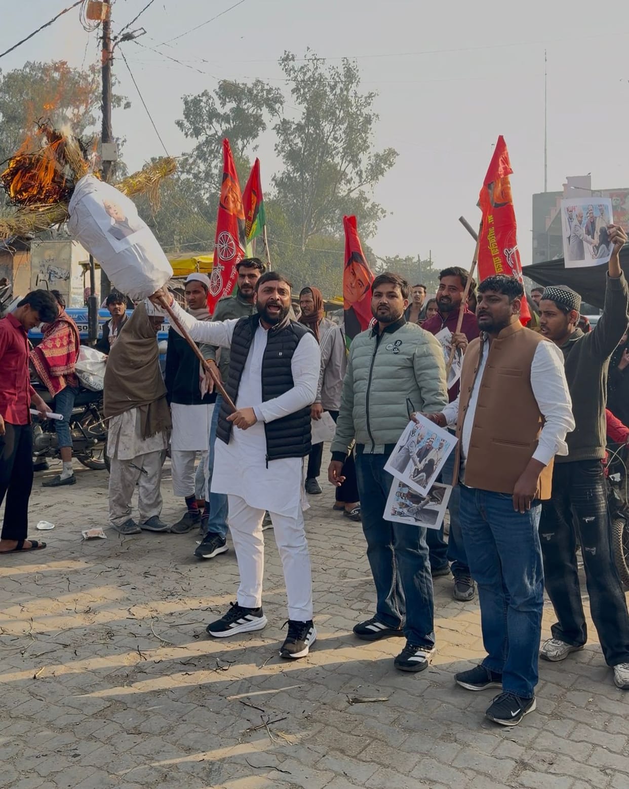 Protested by burning the effigy of Nitish Kumar