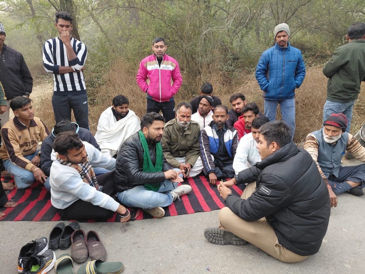 People got angry over the illegal cutting of hundreds of green trees and protested against the forest department.
