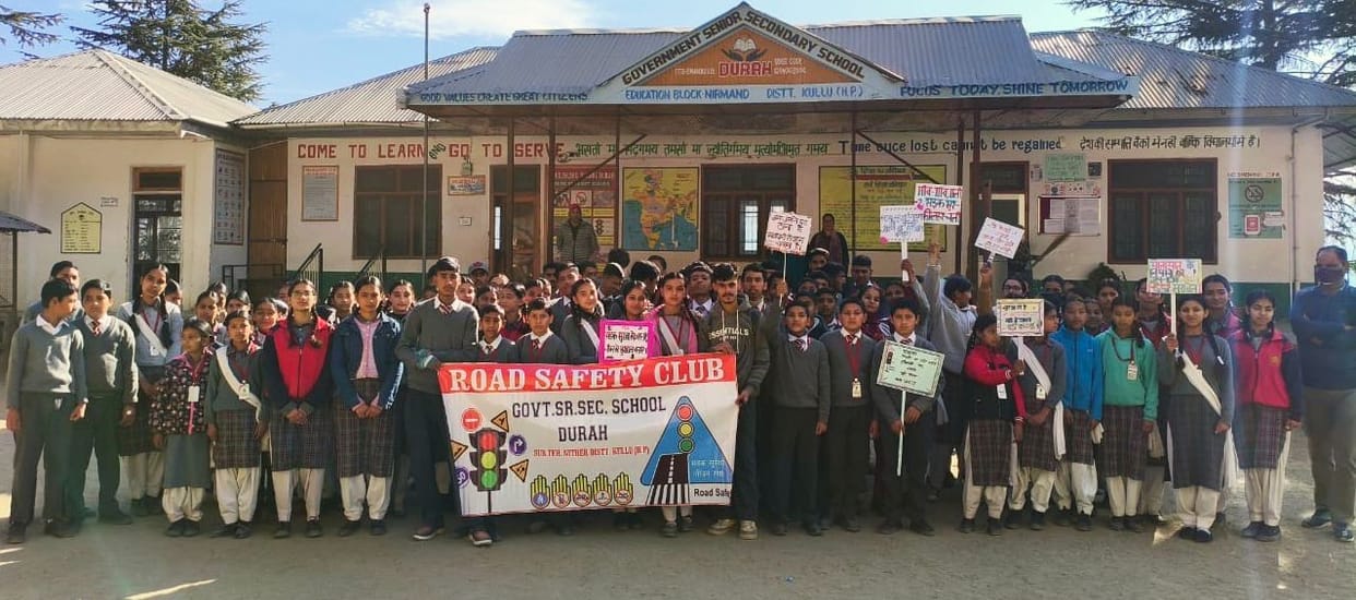 Students gave the message of road safety through rally