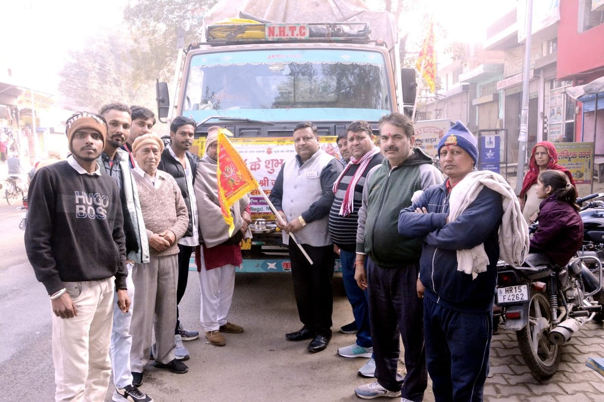 The truck carrying worship materials was flagged off.