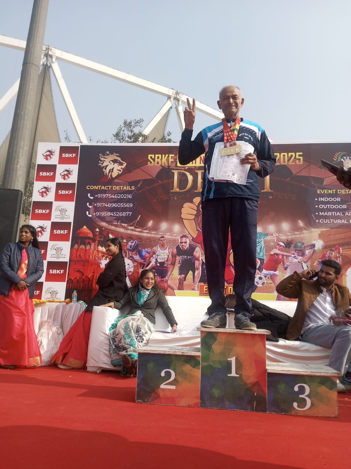 Veteran player Ramkishan Sharma achieves a triple century of medals.