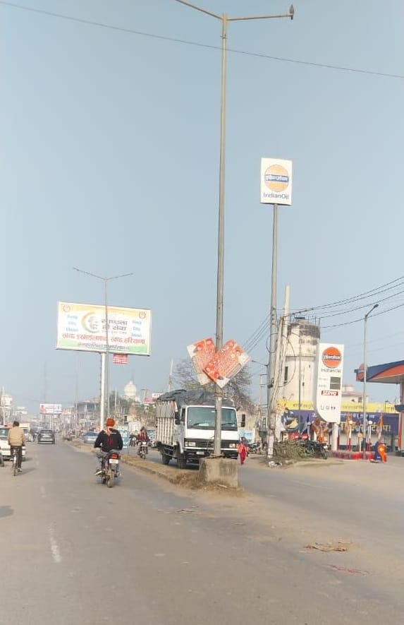 Hoardings on highway pillars in the heart of the city