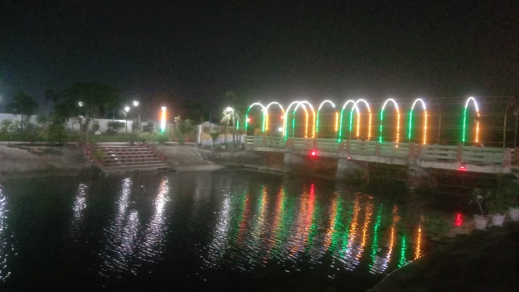 Kushinagar is ready for the New Year celebrations, with decorations from Buddha Ghat to the entrance gate.