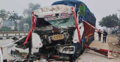 A truck collided with a parked vehicle in the fog, killing the driver and injuring three others