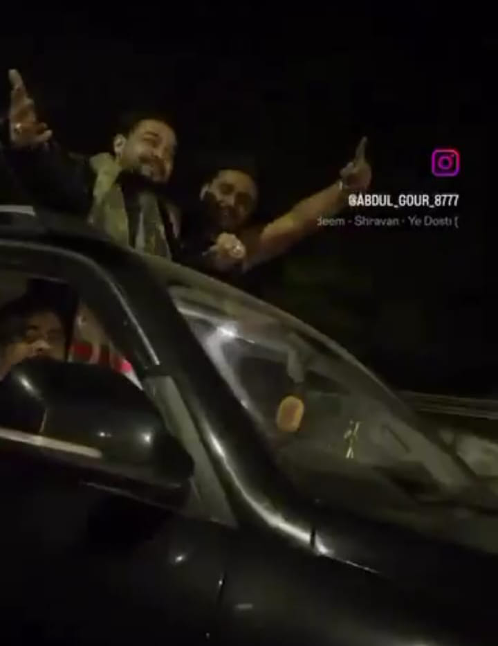 He did a stunt while standing in a car with a BJP flag.