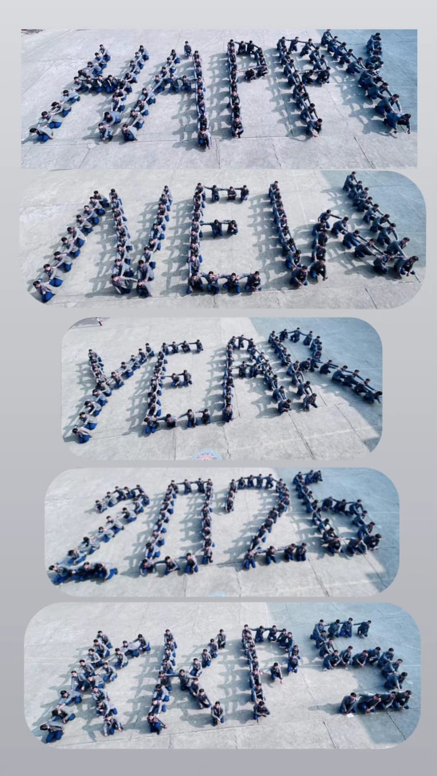 Students wished New Year by forming a human chain