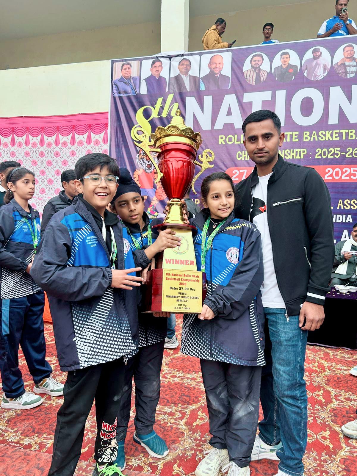 Suhaan and Vartika won gold medals in basketball.