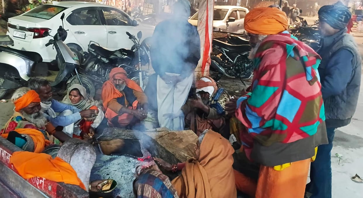 Bonfires at 74 locations provide relief to residents from the cold.