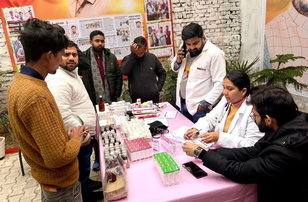 People's health was checked at the camp.