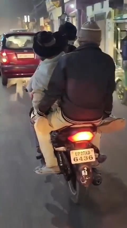 Five young men were riding on a single motorcycle; they were fined Rs 2000.