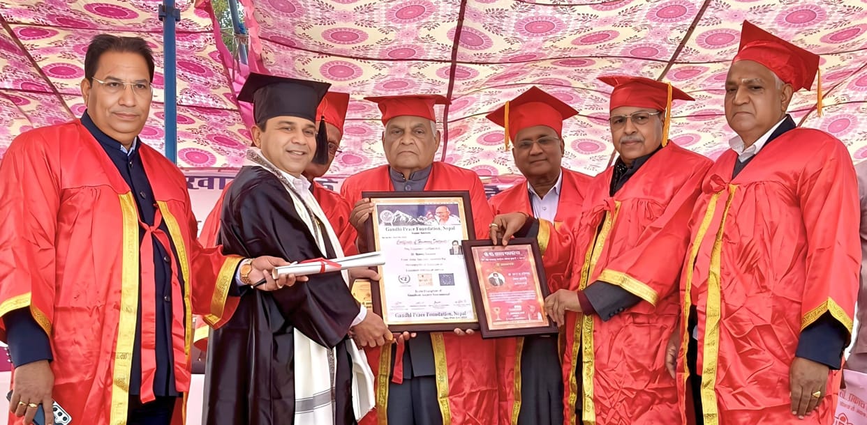 Educationist Manoj received a doctorate degree in Nepal.