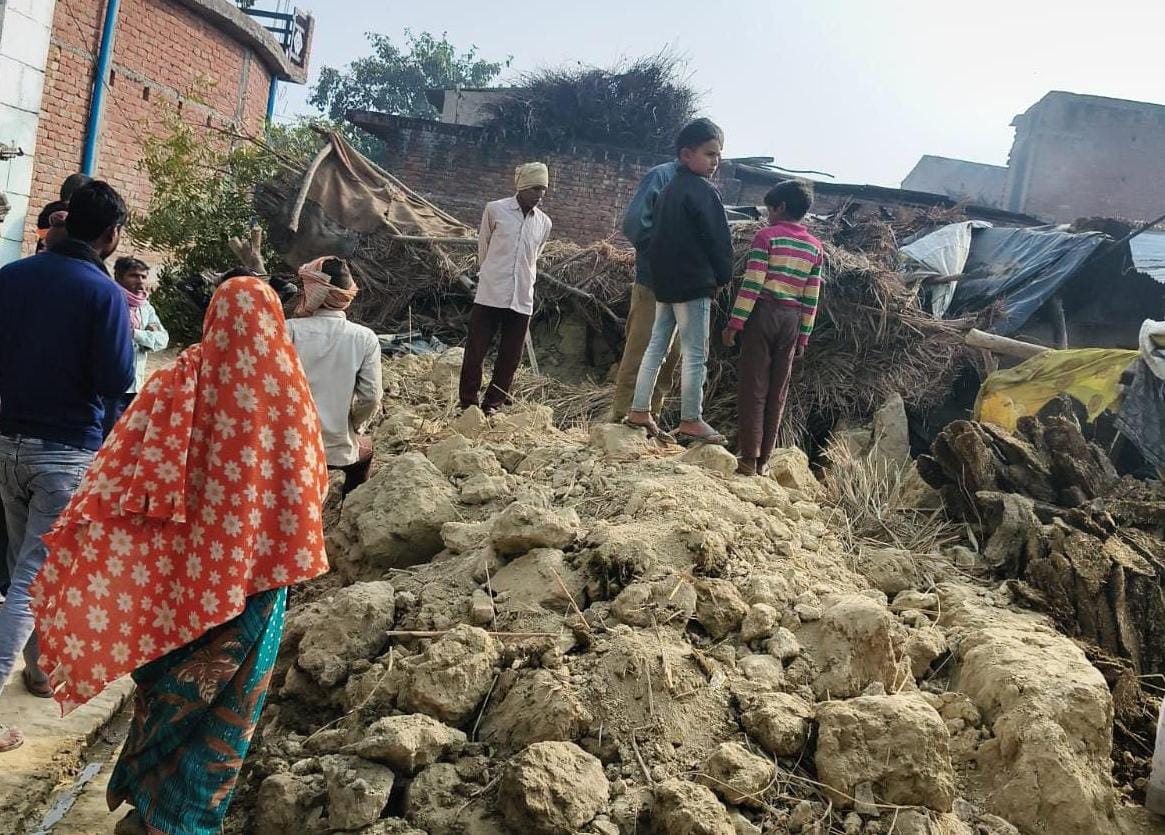 A mud wall collapsed, and a woman died after being buried under the debris.