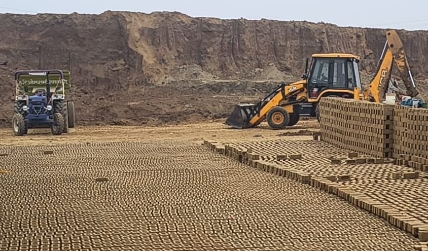 Bulldozers and mixers were seized, and brick manufacturing was stopped.