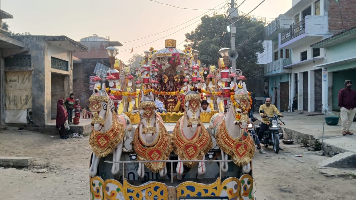 A procession was taken out on the completion of two years of the consecration of the Ram temple.