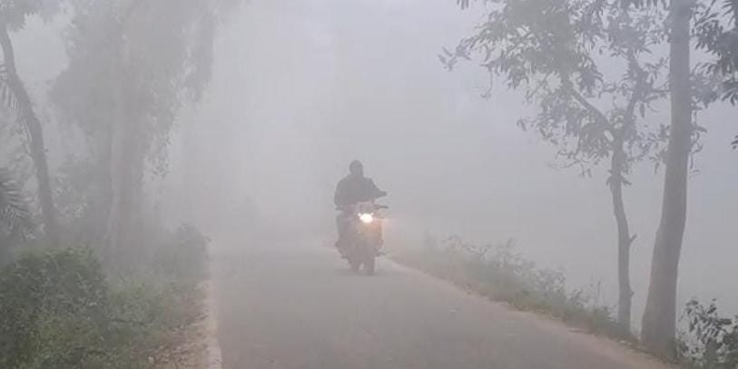 Muzaffarpur Bihar news : dense fog made people trouble speed break at highway imd alert