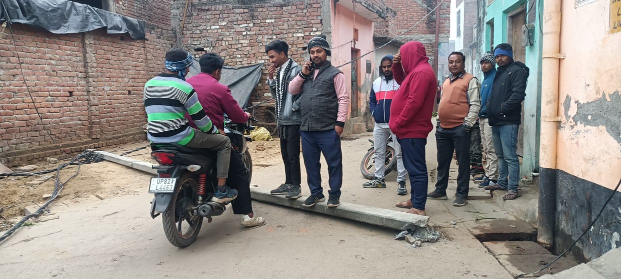 Electricity pole fell due to monkey menace