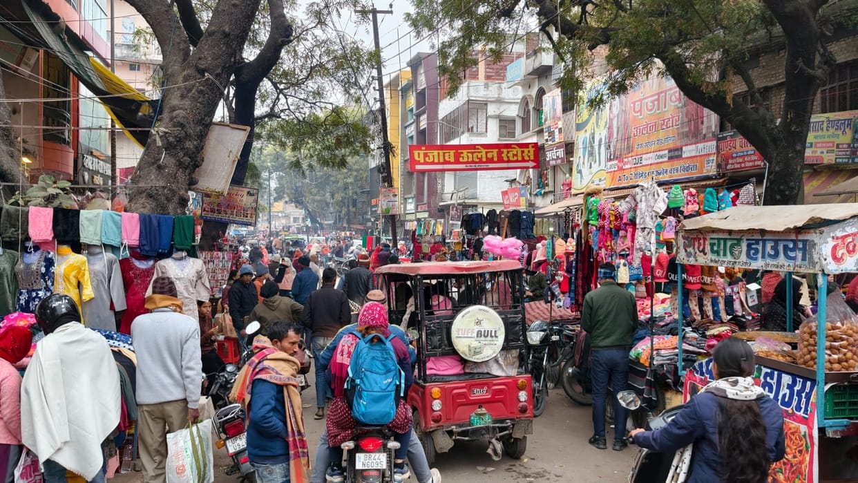 The 15-meter-wide road has shrunk to just two meters due to encroachment, making it difficult even to walk on