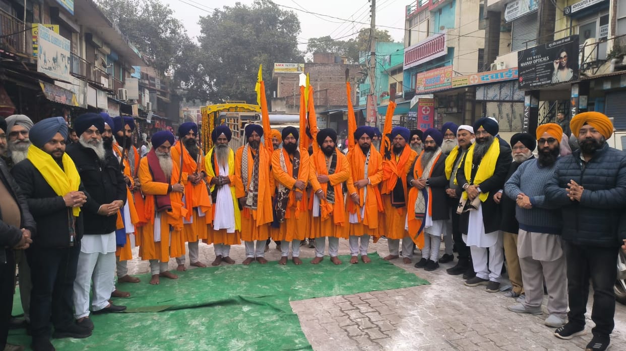 Nagar Kirtan led by Panj Pyaras in Nalagarh