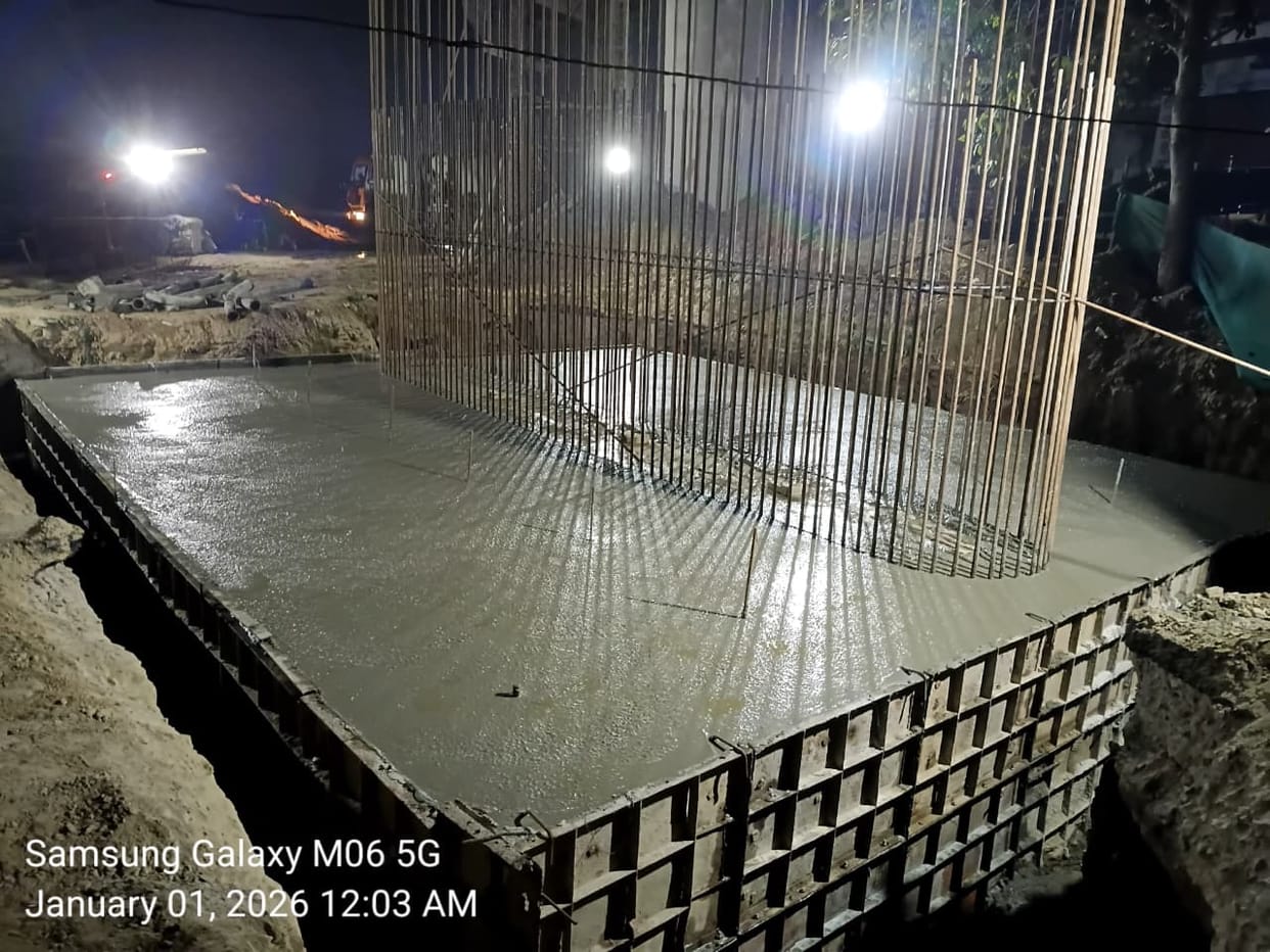 Pillars are being built to connect both parts of Kesarikheda ROB.