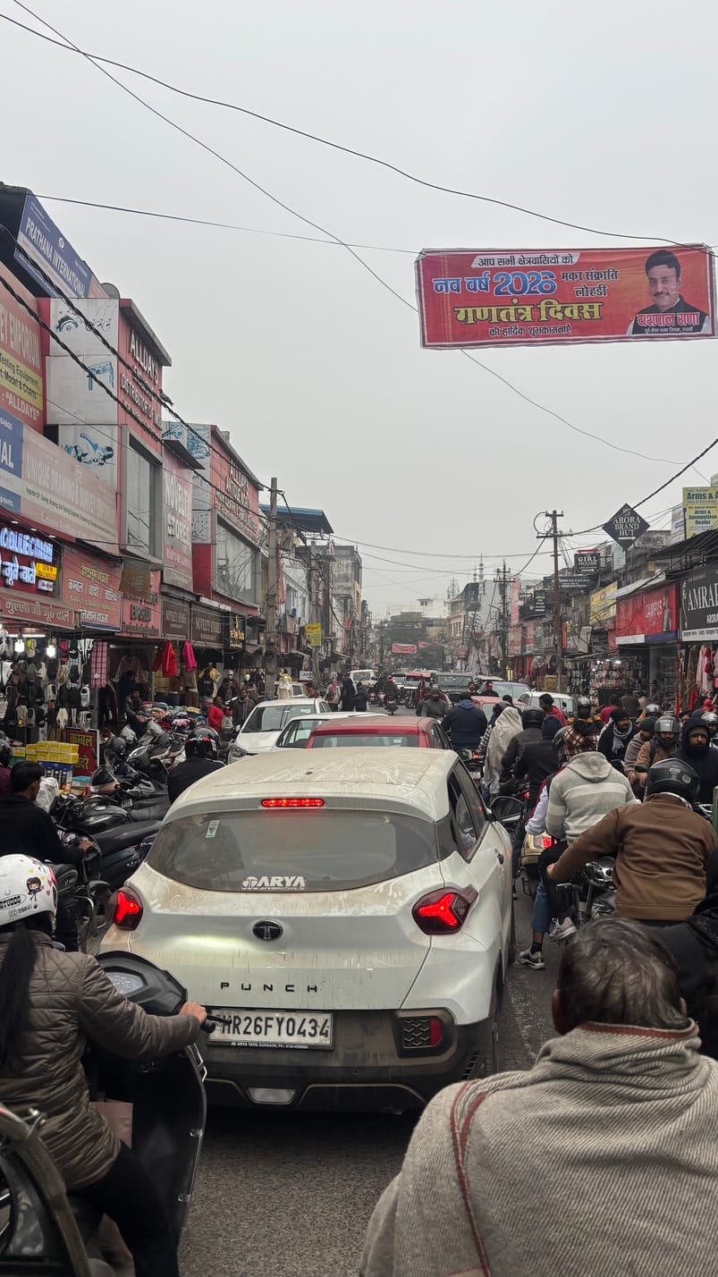 Traffic jam in the market, people were upset