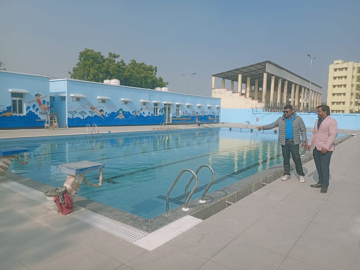 The swimming pool at the stadium is ready; players can now practice swimming.