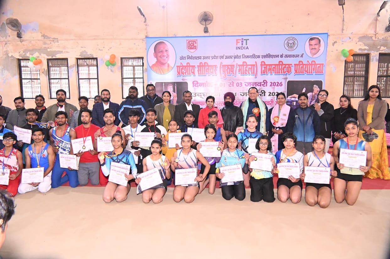 Agra secured first place by winning five medals in gymnastics.