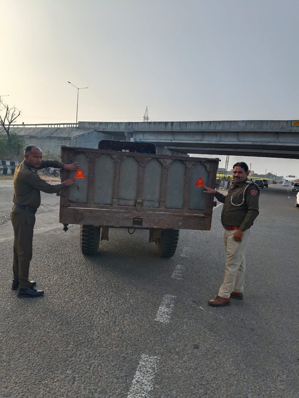 Police have installed reflective tape on vehicles.