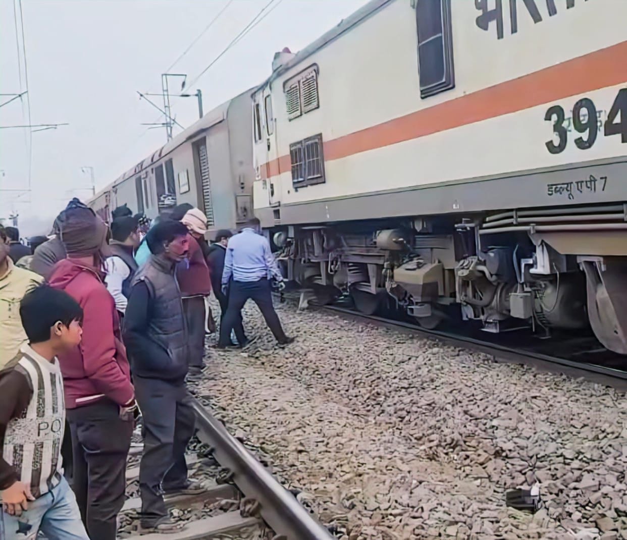 A bull collided with the Rapti Sagar Express, causing the train to stand still for half an hour.