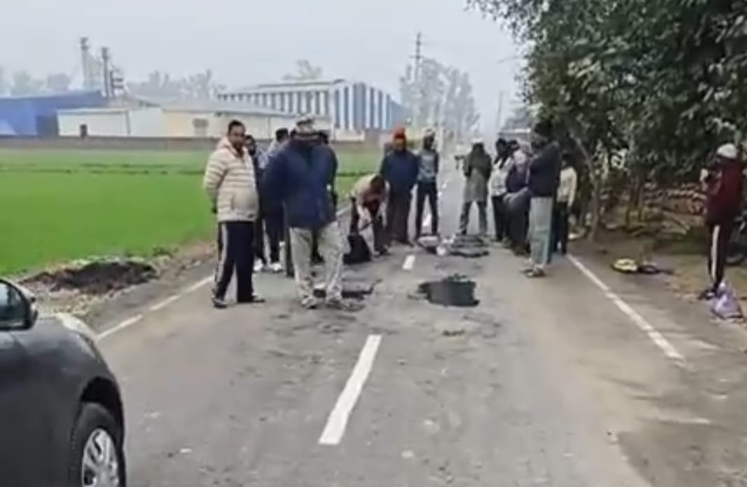 Road built 20 days ago uprooted, villagers protest