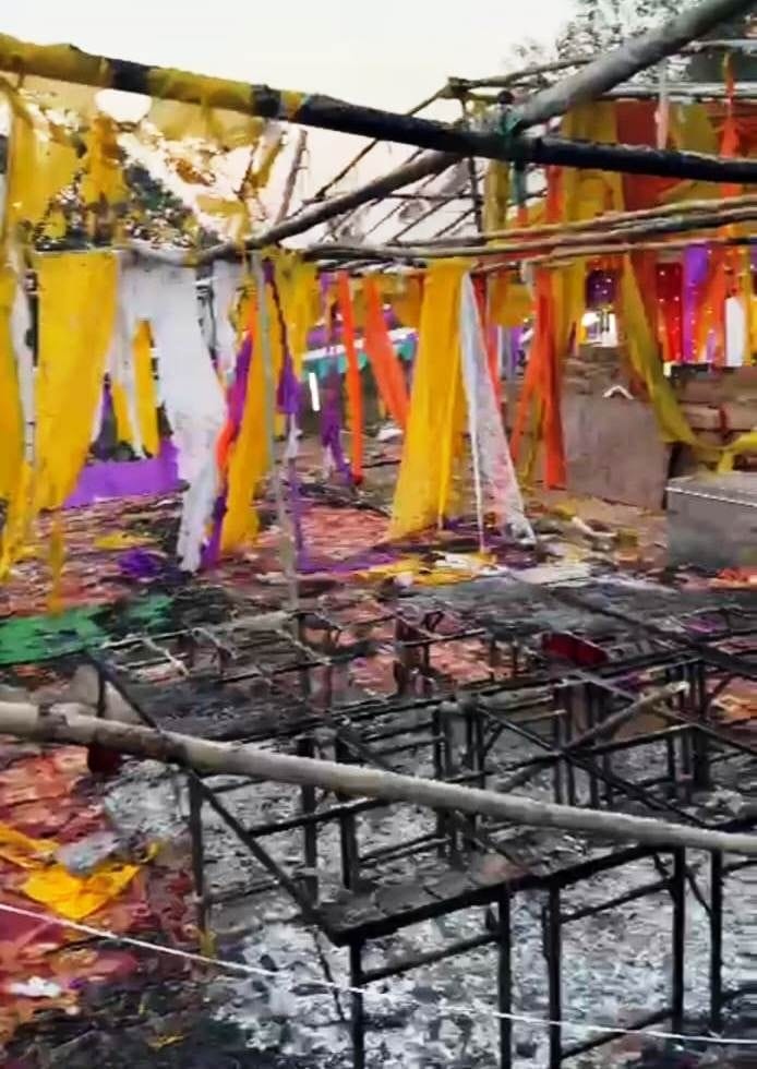 Fire broke out in the premises of the ancient Shiva temple in Harabagh.